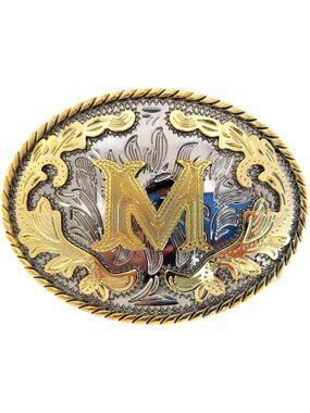 Unisex M Imported Western Cowboy Rodeo Initial Letter Belt Buckle